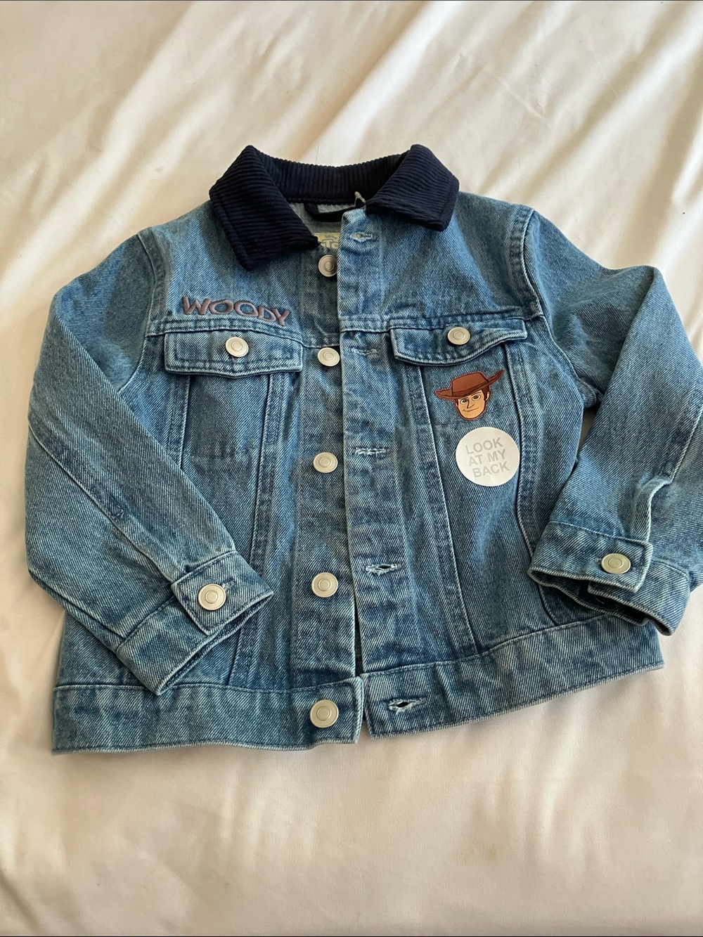 Kids Light Blue Denim Jacket with Embroidered Woody Patch